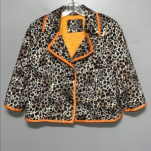 Anthracite Vintage-Style 3/4 Sleeve Cropped Leopard Jacket 12 80’s 90’s Fashion